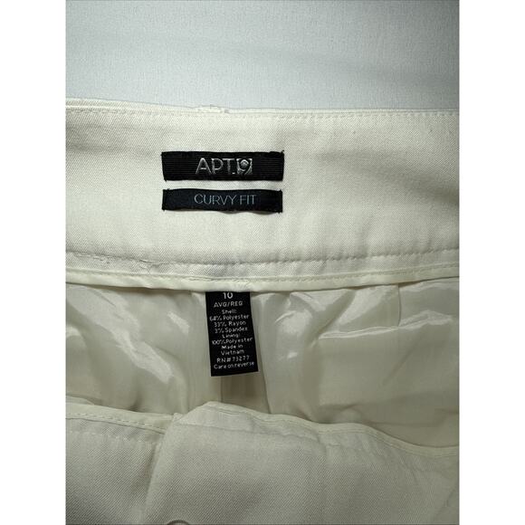 Apt 9 Womens Sz 10 Curvy Fit Trouser Dress Pants Cream Wide Leg Lined Career - Picture 2 of 12
